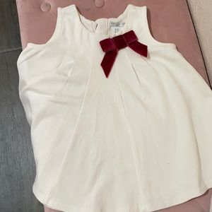 Ivory sleeveless top with velvet bow 4T